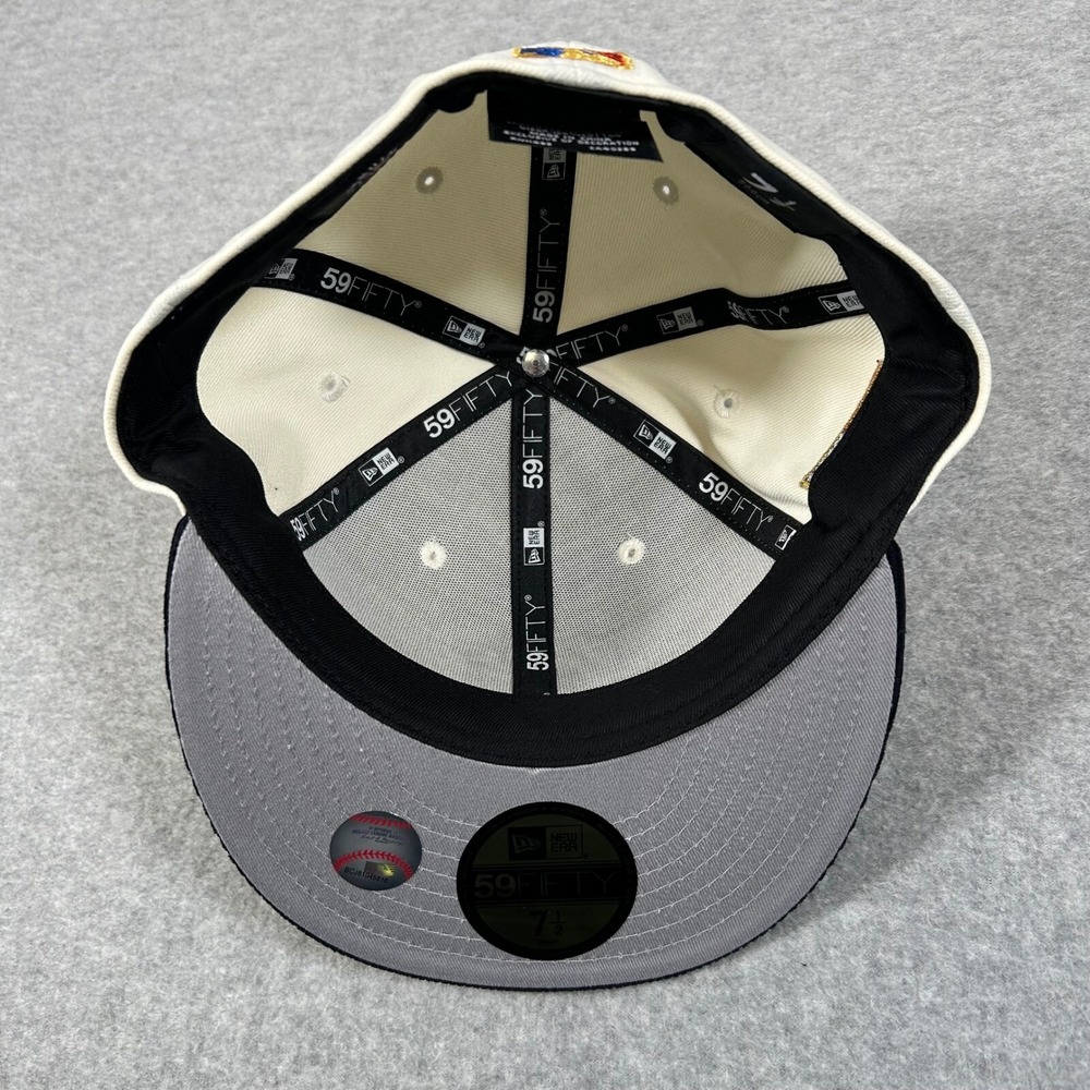 New Era NY Yankees Hat 7 1/2 Cream 59Fifty Fitted MLB New York Corduroy Brim NEW - Picture 4 of 7